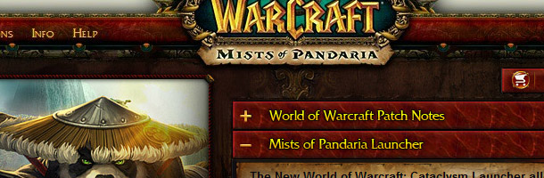 Vue plus détaillée du launcher de Mists of Pandaria