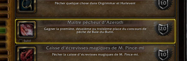 Les critères du haut fait « Maître pêcheur d'Azeroth » changent à partir de dimanche