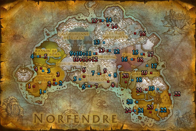 Emplacements des seaux de bonbons du Norfendre (Alliance et Horde)