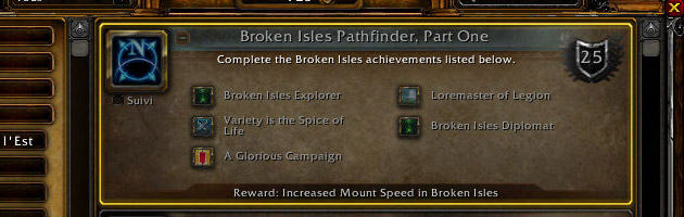 Legion alpha : méta haut-fait Broken Isles Pathfinder : Part One