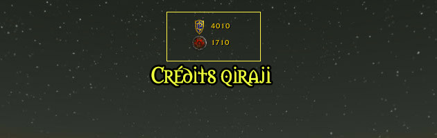 Le compteur de crédits qiraji se situe en haut de votre interface