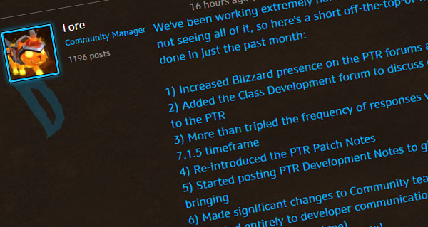 blizzard revient sur les recentes ameliorations de communication avec la communaute