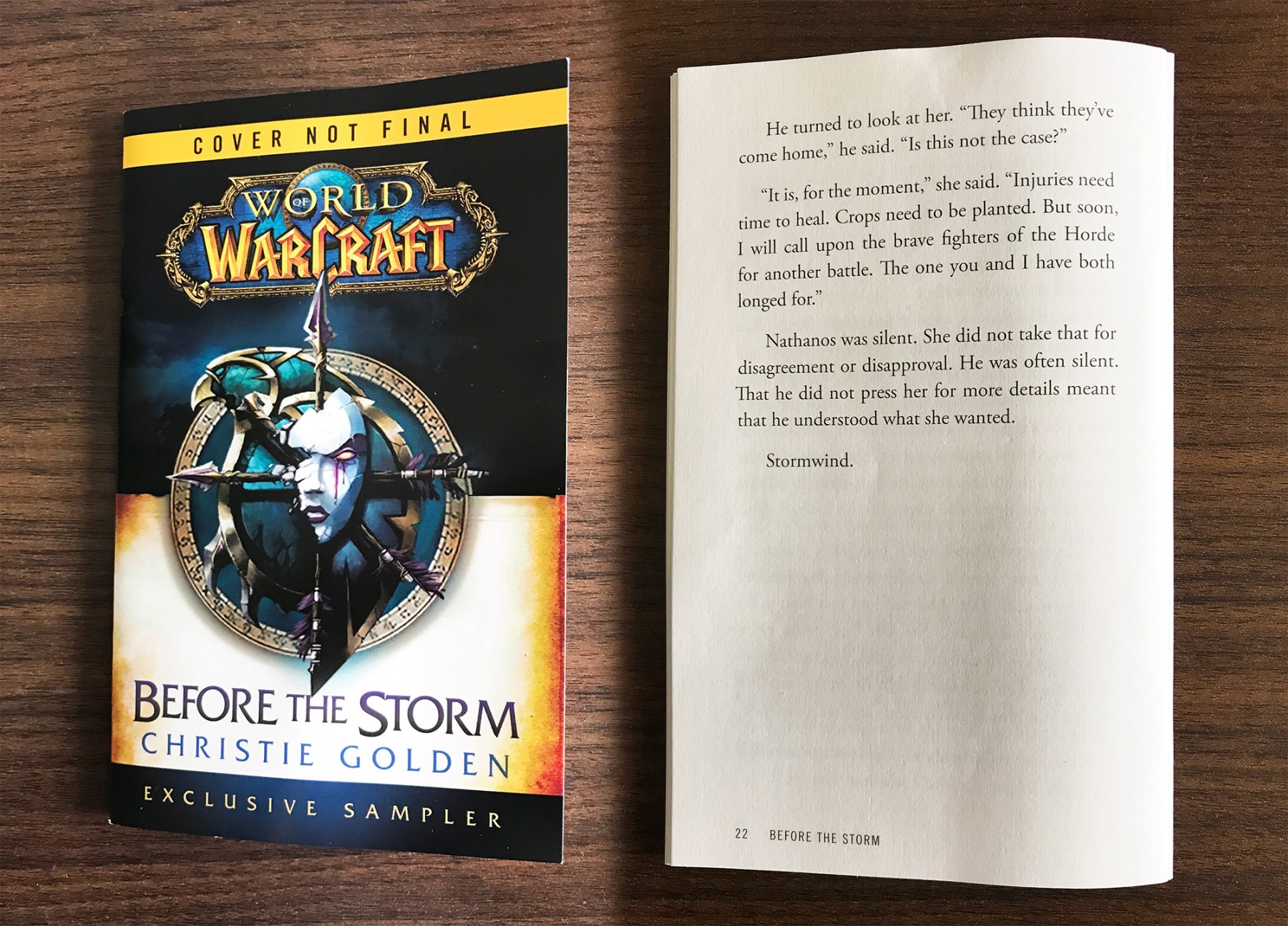 Couverture et dernière page de l'extrait distribué dans le goodie bag de la Blizzcon 2017