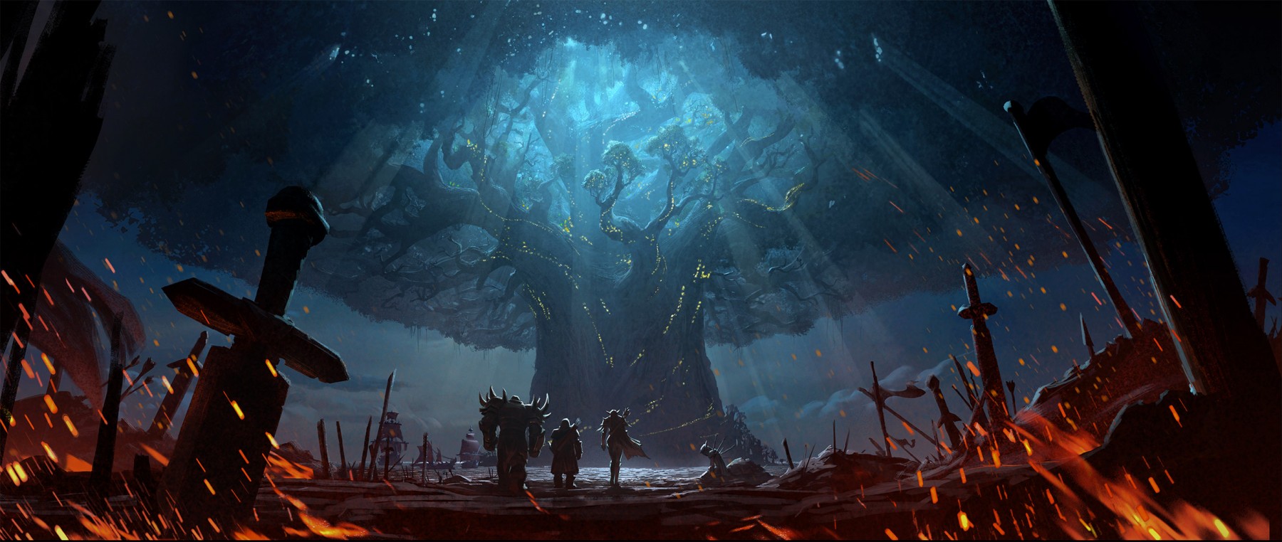 Artwork officiel intitulé « L'approche de Teldrassil »