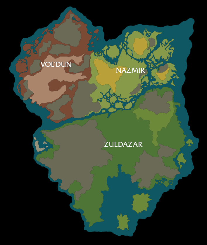 Carte du continent Zandalar dans Battle for Azeroth