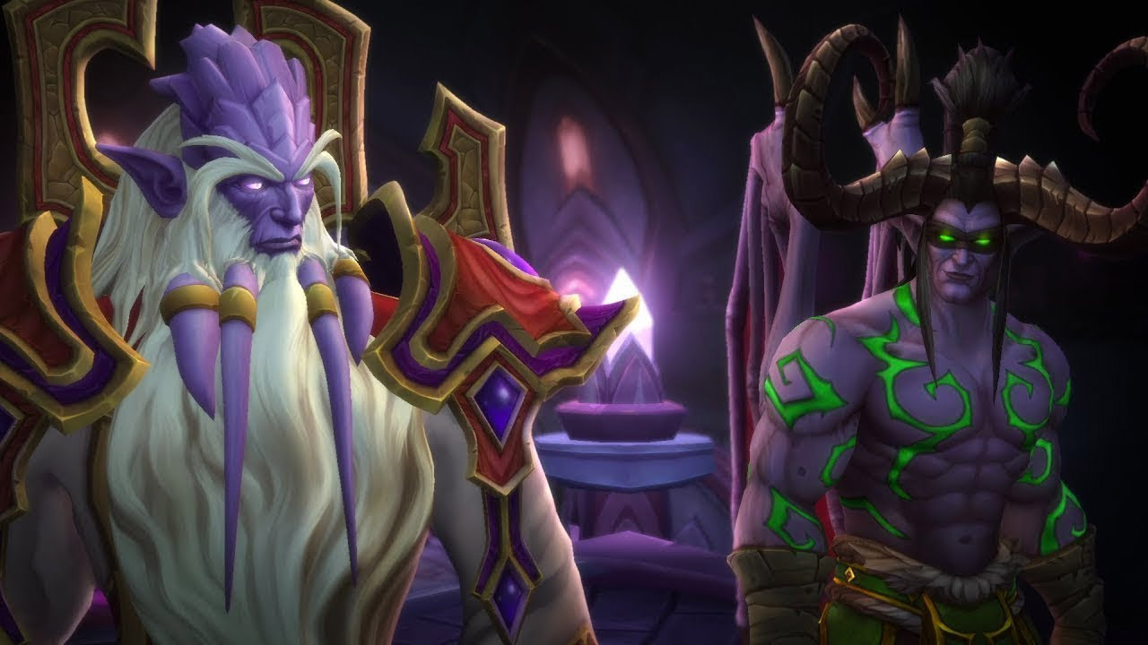 Un dialogue entre Illidan, Magni et Velen précède le combat final