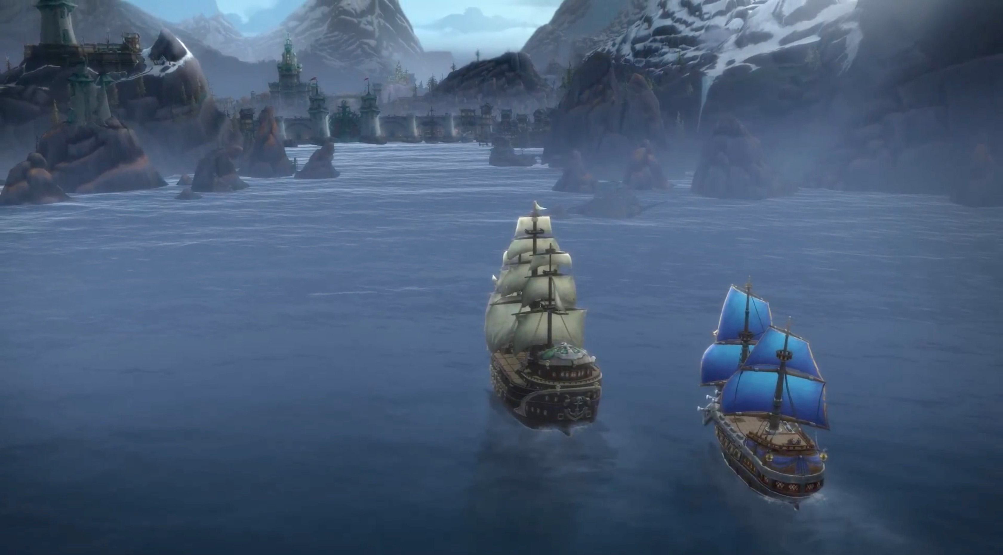 Le bateau de Jaina et celui de l'Alliance arrivent à Kul Tiras