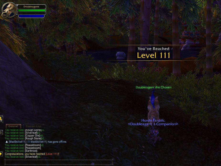 Doubleagent, le pandaren neutre est désormais au niveau 111