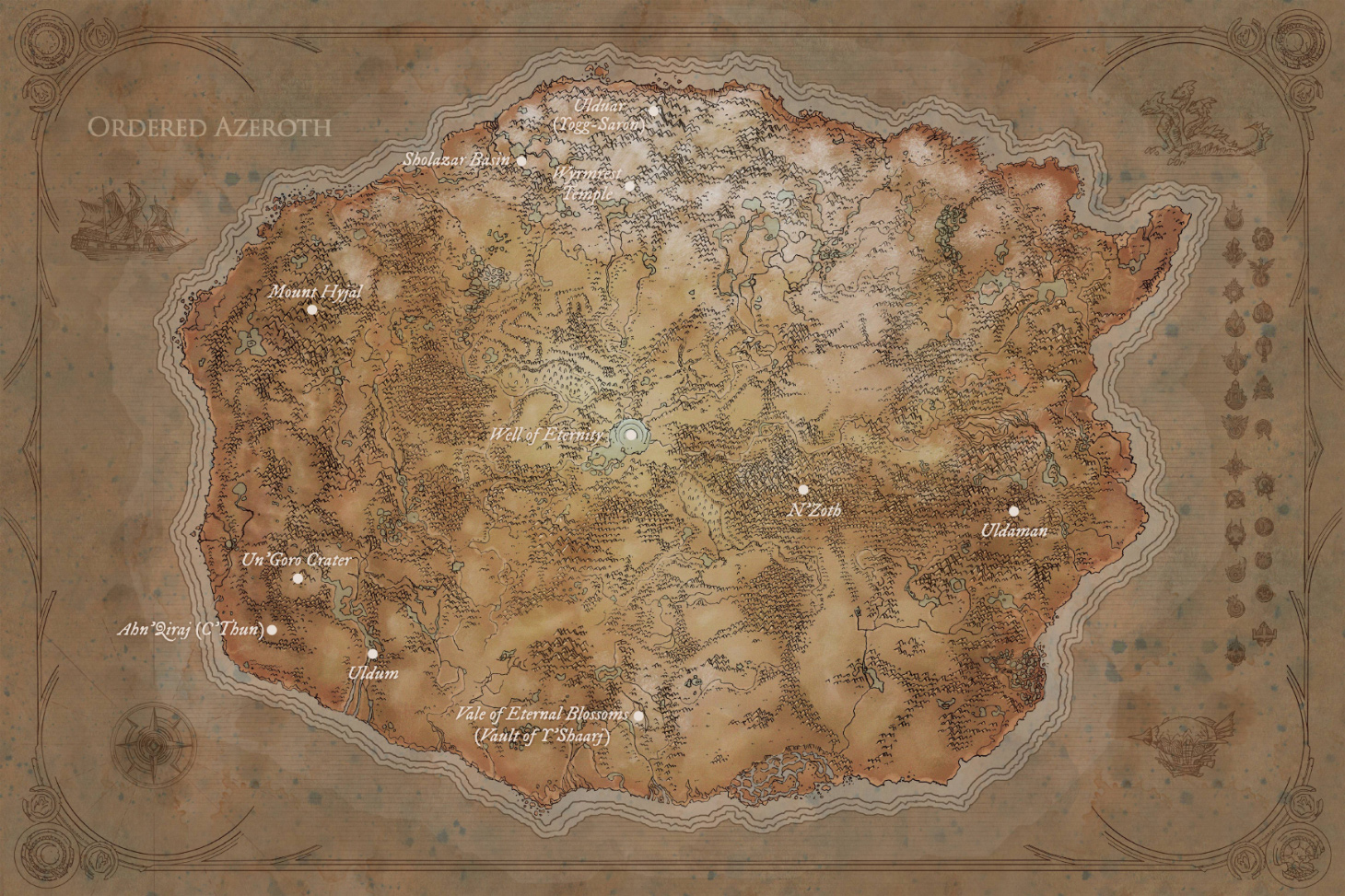 Carte d'Azeroth ordonnée Carte d'Azeroth ordonnée