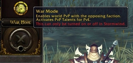 Passer en mode guerre active vos talents PVP même en PVE