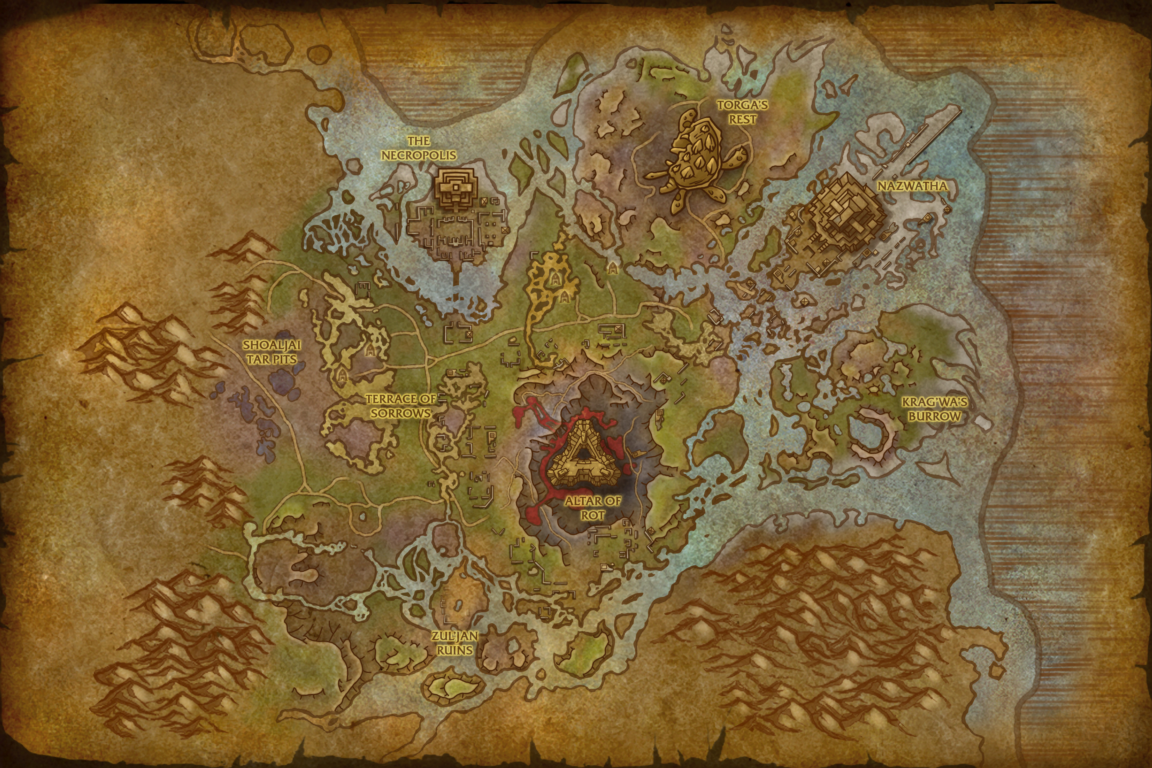 Carte de Nazmir, à Zandalar, dans Battle for Azeroth