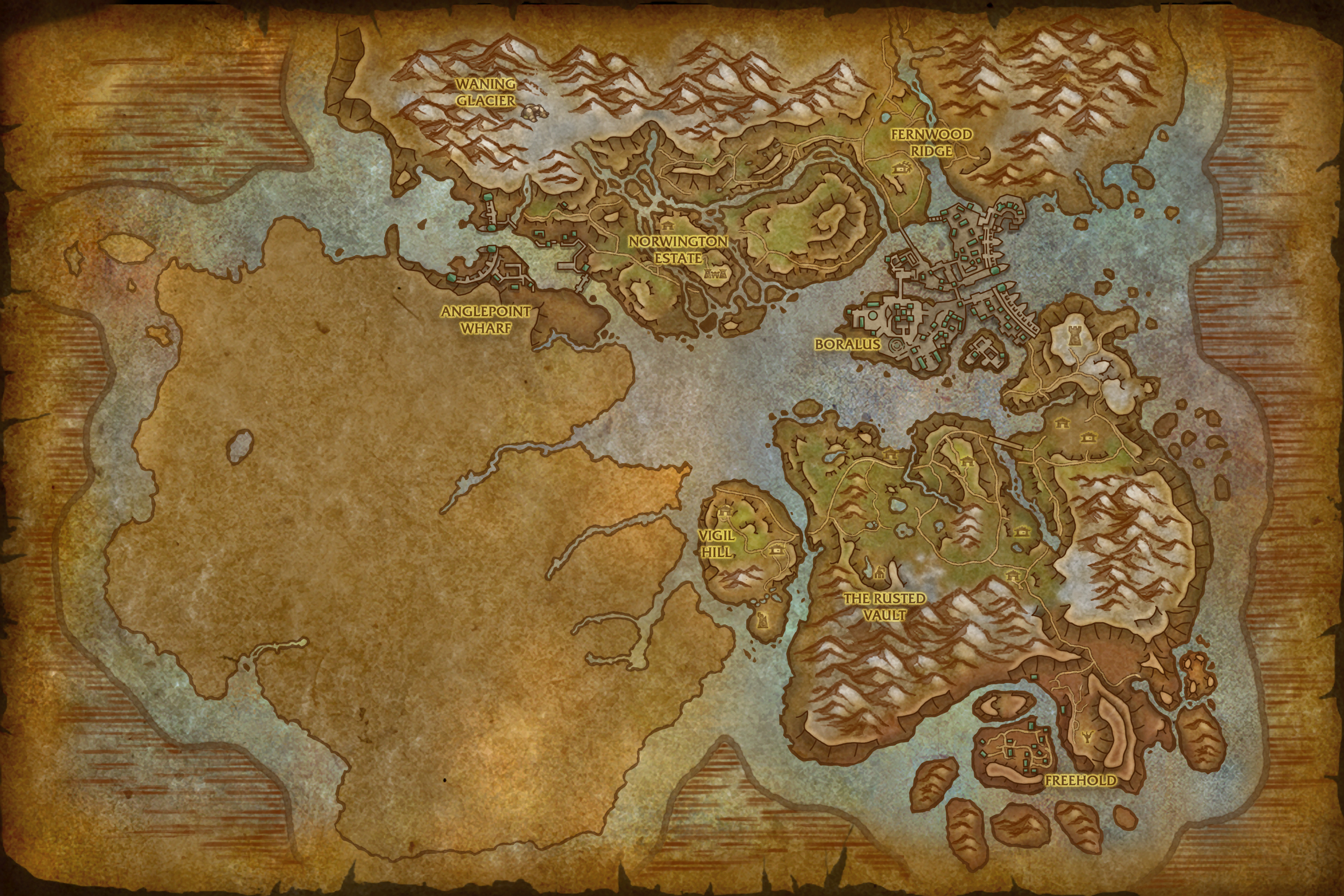 Carte de la Rade de Tiragarde, à Kul Tiras, dans Battle for Azeroth