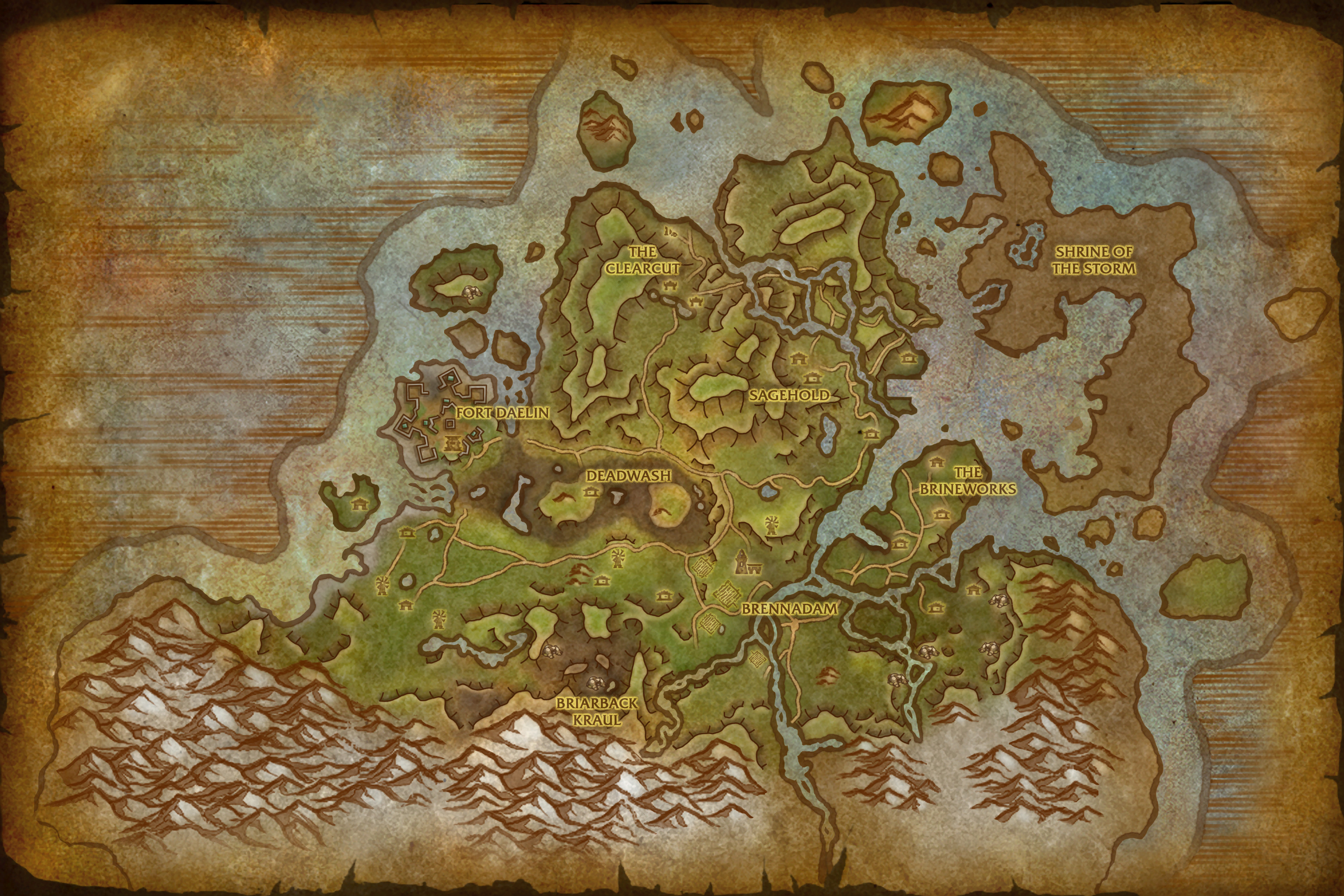 Carte de la Vallée Chantorage, à Kul Tiras, dans Battle for Azeroth