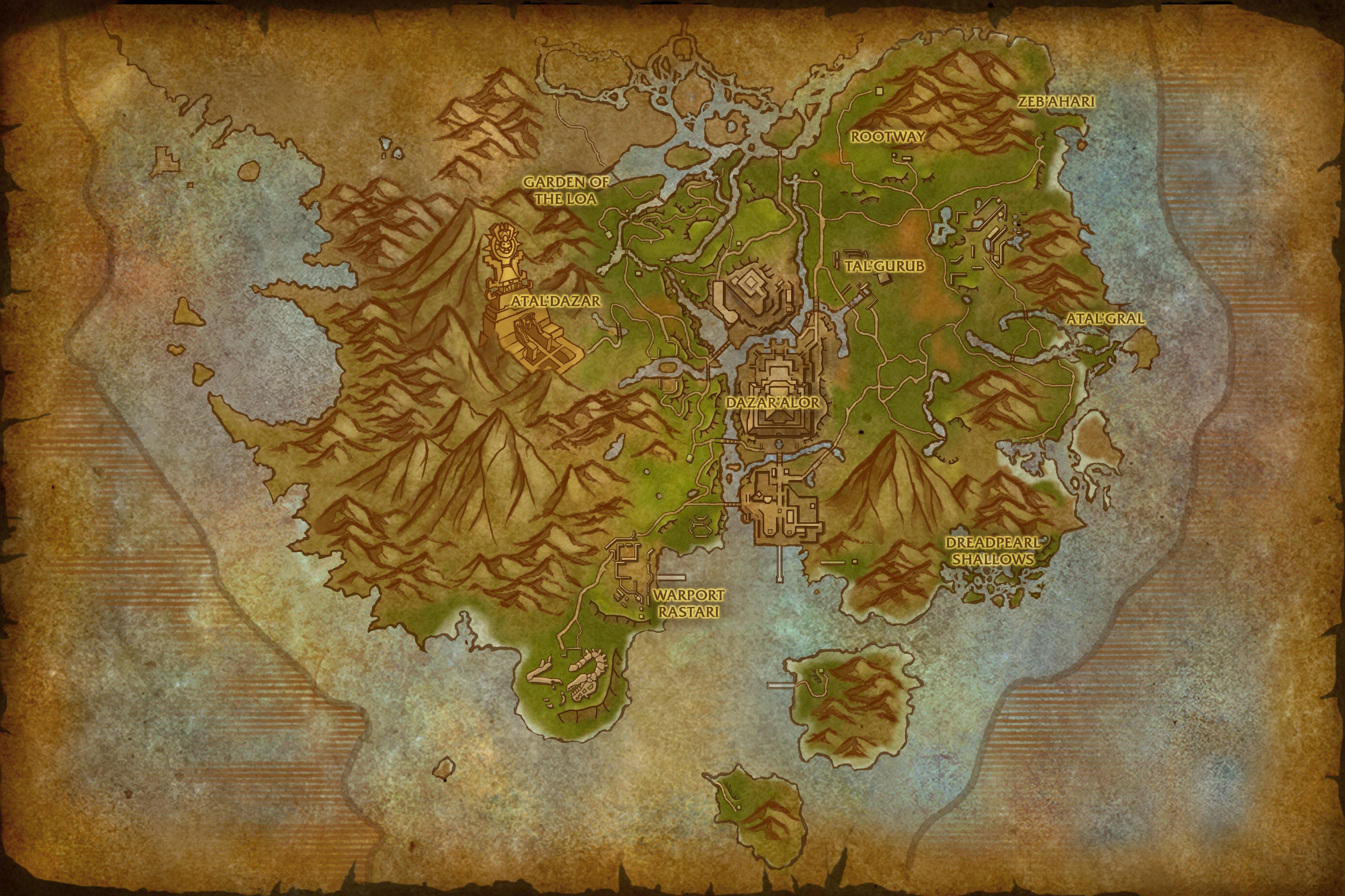 Carte de Zuldazar, à Zandalar, dans Battle for Azeroth