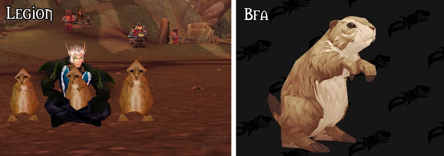 Refonte du modèle pour le chien de prairie à Battle for Azeroth