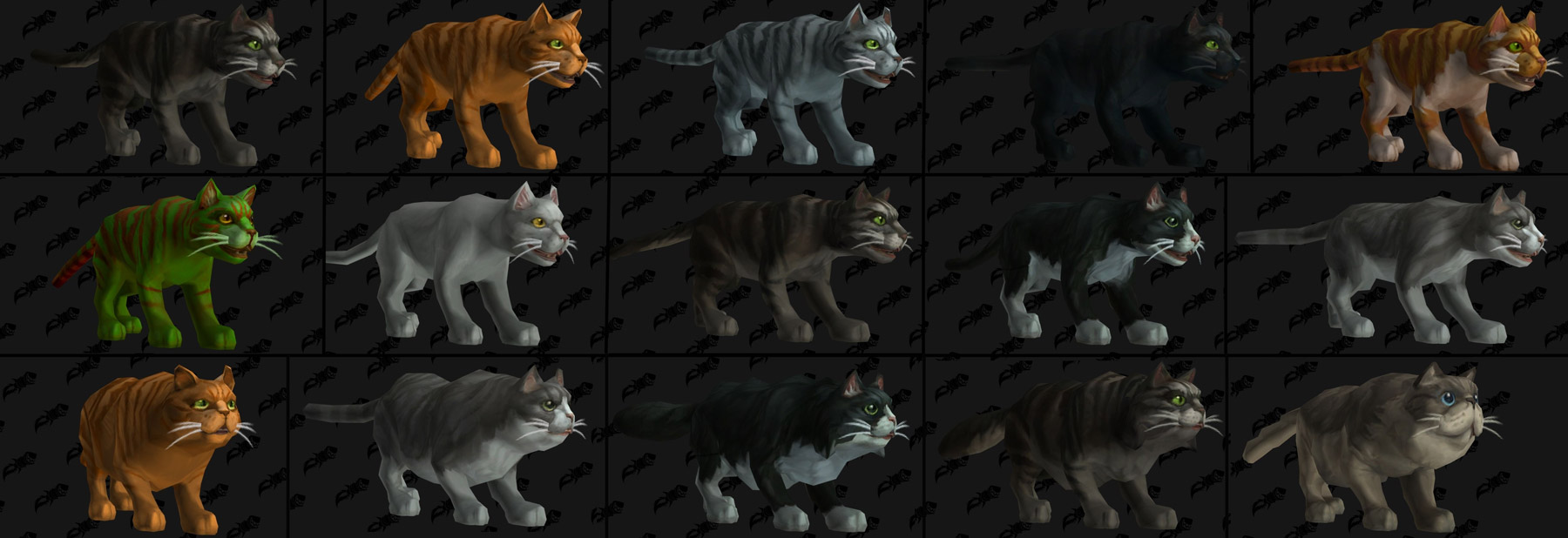 Les différents coloris des modèles de chats - Battle for Azeroth