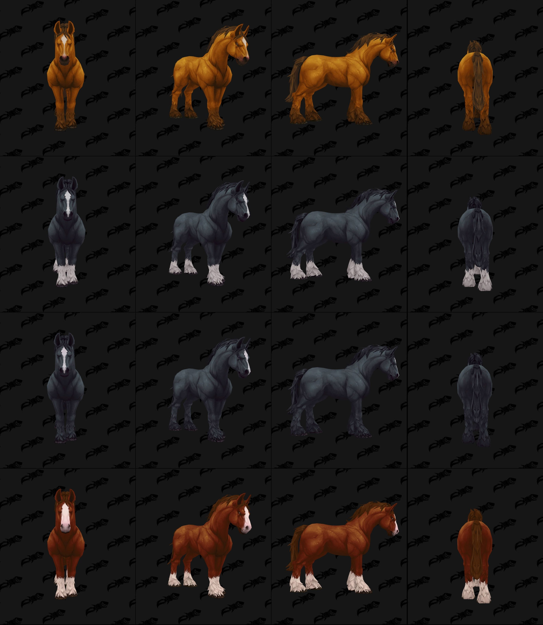 Les différents coloris des modèles de chevaux- Battle for Azeroth