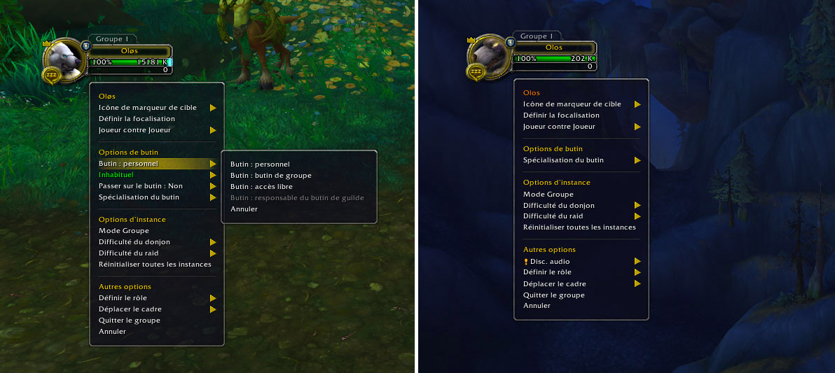 À gauche, les options de butin au patch 7.3.5, à droite, celles du patch 8.0