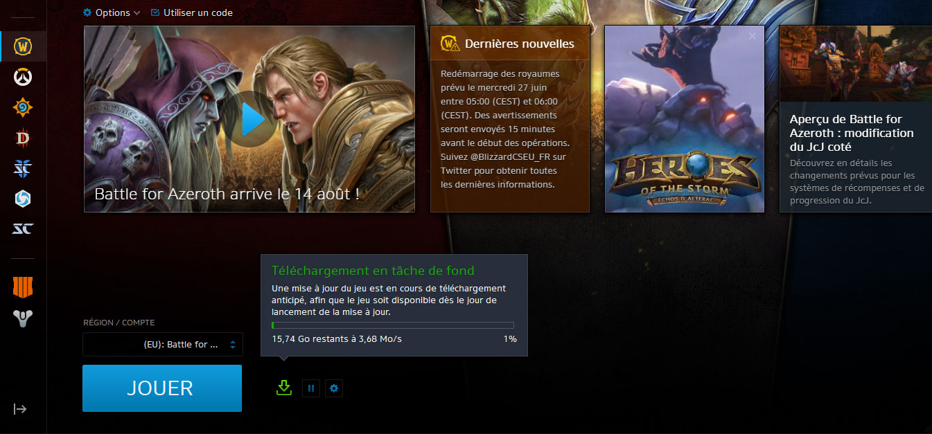 Pré-téléchargez le patch 8.0 de World of Warcraft