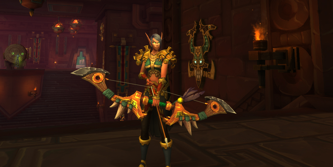 Posture de combat avec arc pour Chasseur Elfe de sang