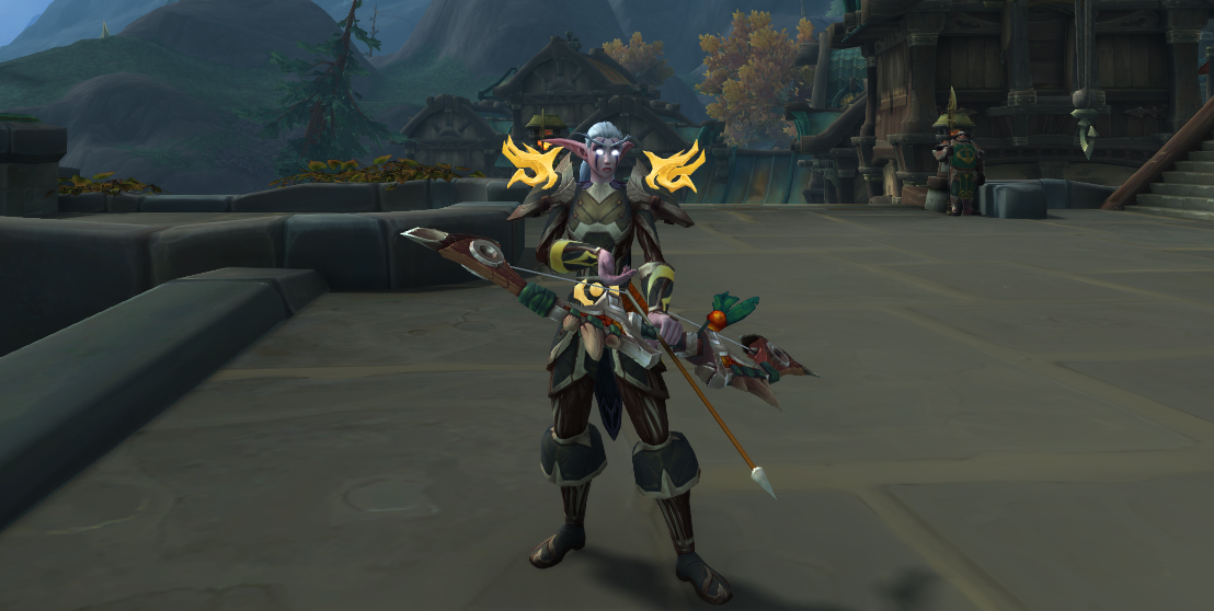 Posture de combat avec arc Elfe de la nuit