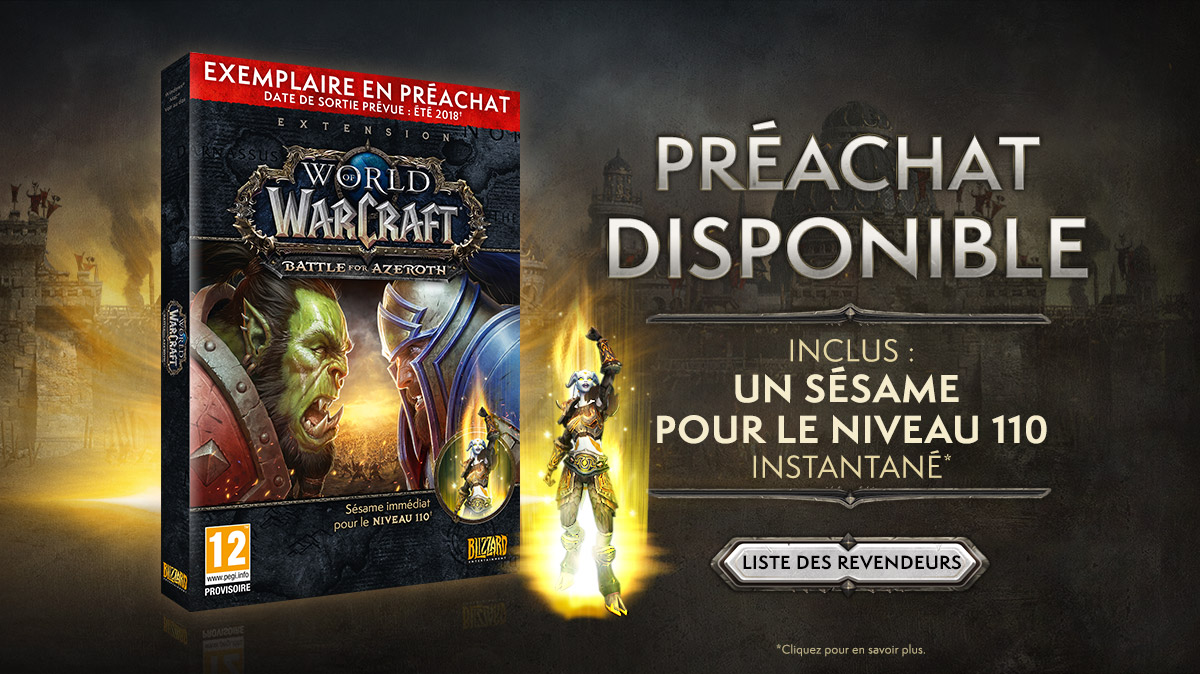 Battle for Azeroth disponible en préachat dans certaines boutiques en Europe