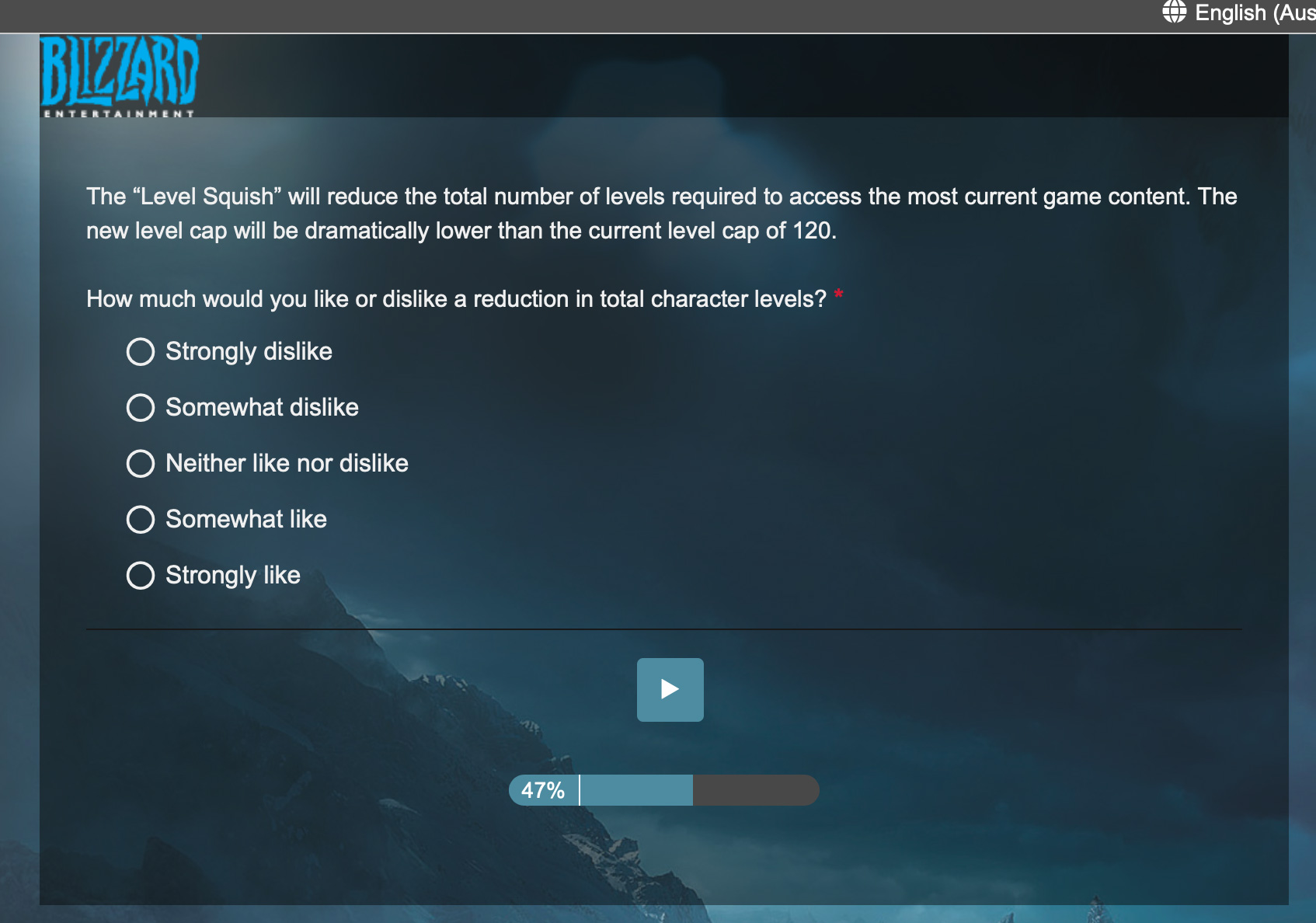 Questionnaire de Blizzard envoyé aux joueurs concernant le niveau maximum