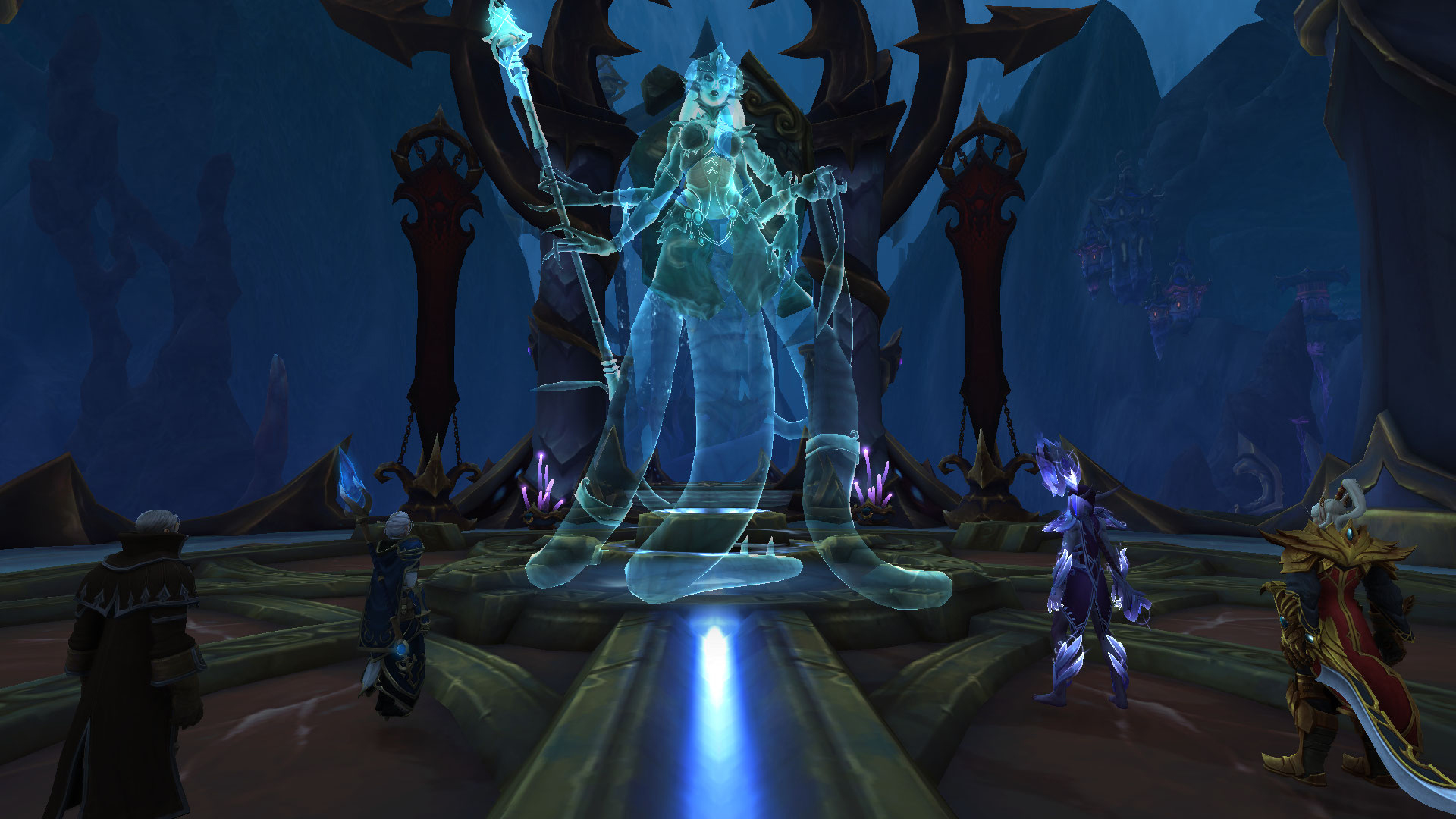 Azshara attend l'Alliance et la Horde dans son Palais Éternel