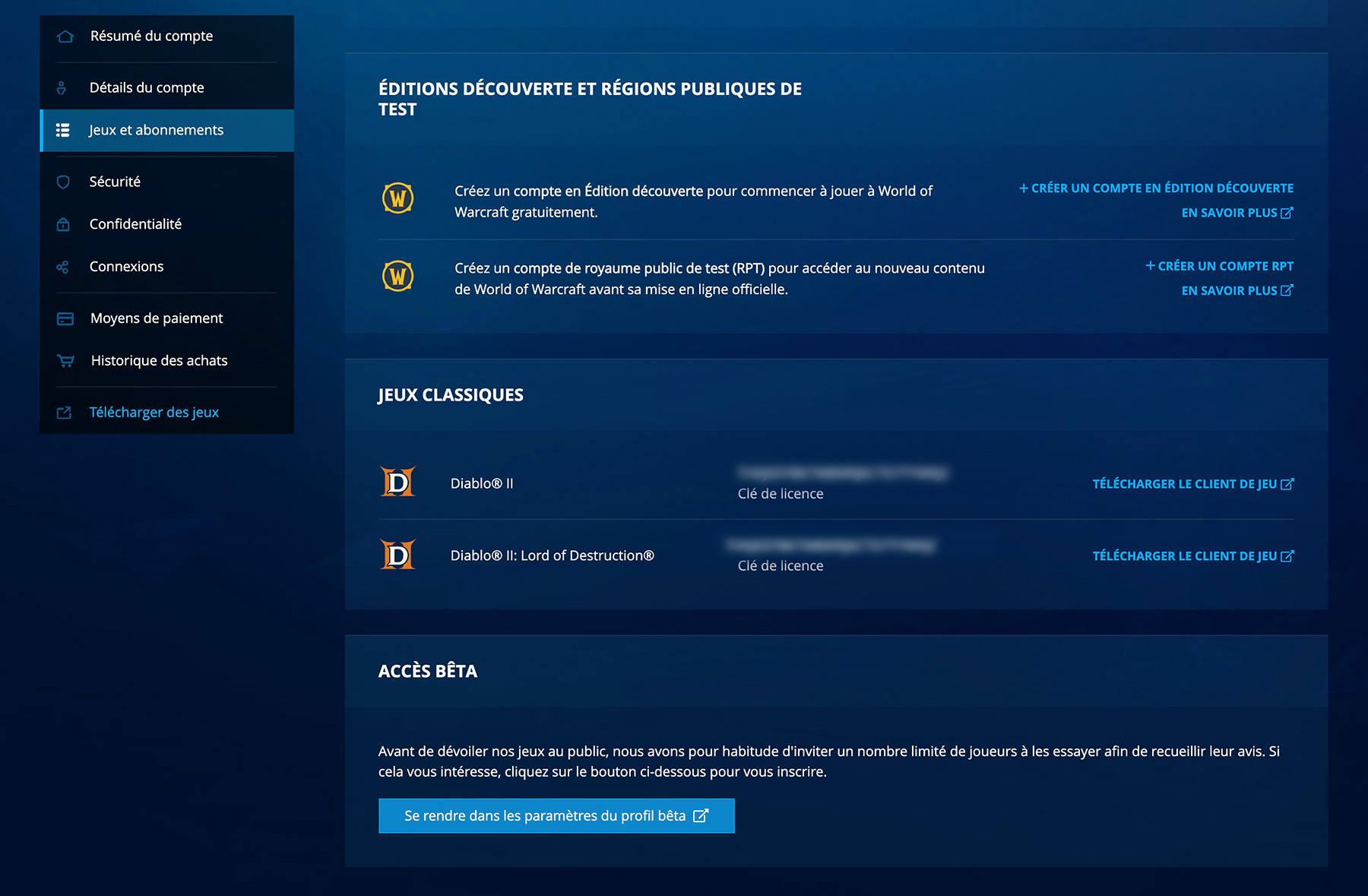 Rendez-vous dans la gestion de compte Battle.net