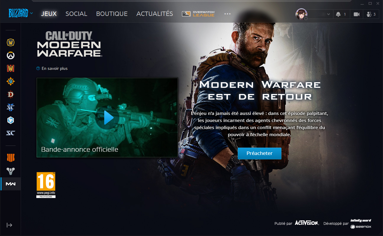 Le launcher Battle.net accueille Call of Duty : Modern Warfare