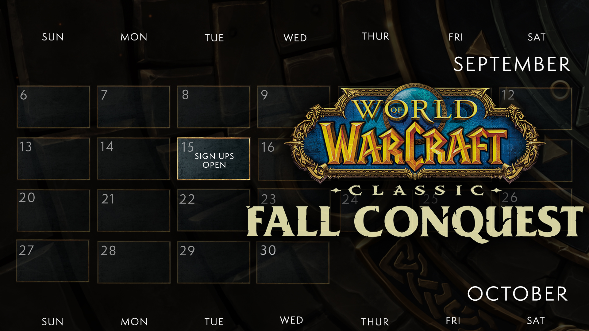 Fall Conquest : Le tournois 15vs15 sur WoW Classic du 3 au 18 octobre 2020