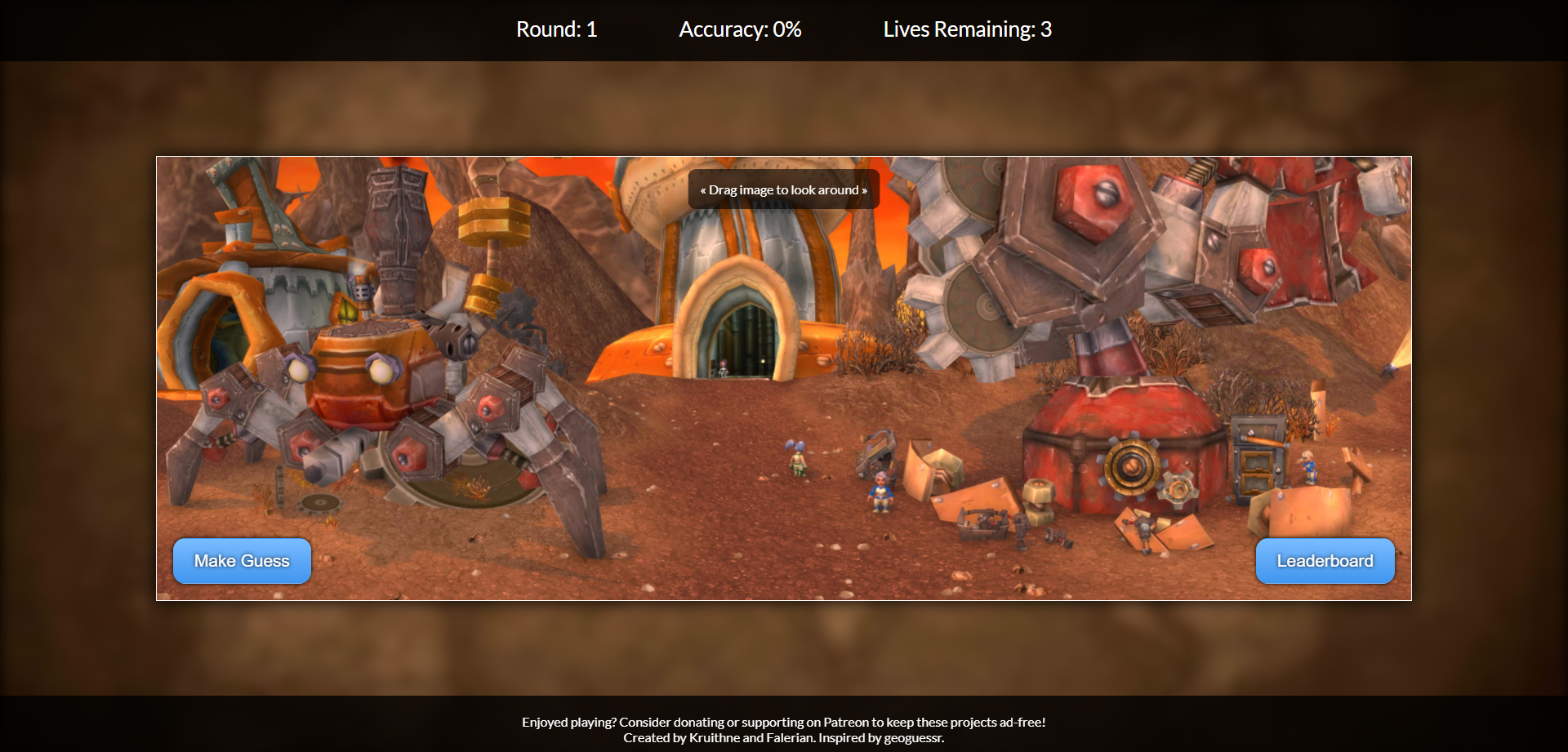 Interface du jeu Where in Warcraft ?