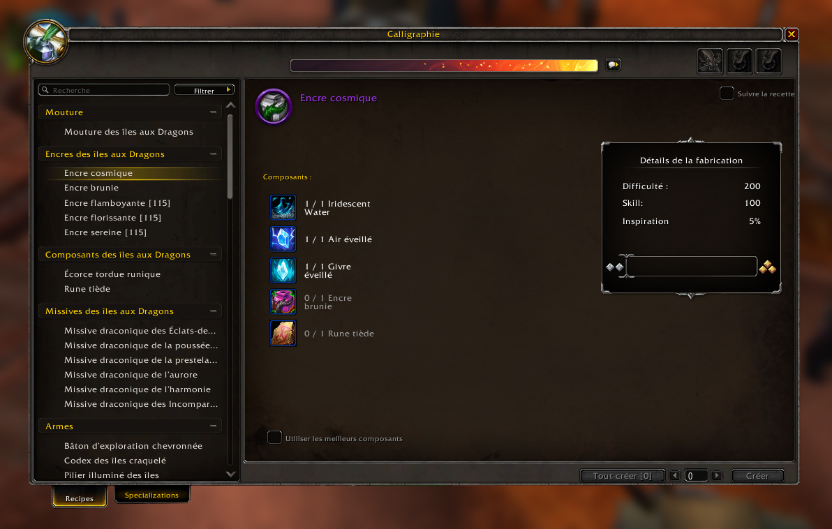 Dragonflight : Nouvelle interface pour le métier de la Calligraphie