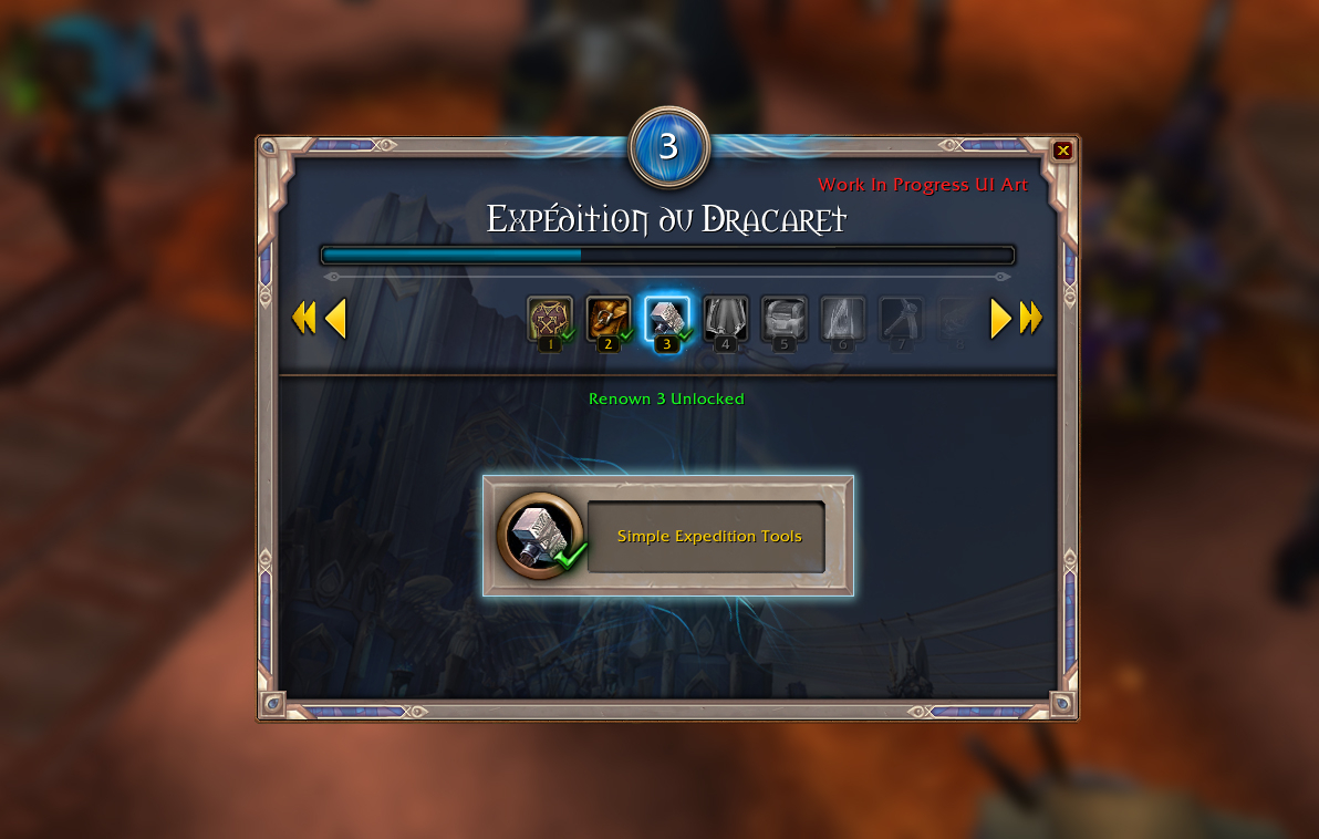 Dragonflight : Le Renom de l'Expédition du Dracaret (interface WIP)