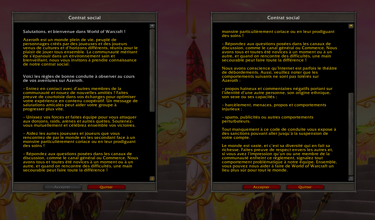 Patch 9.2.5 : Aperçu du contrat social pour World of Warcraft