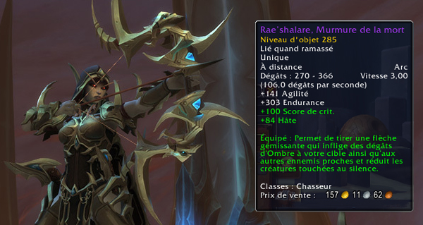 patch 9.2.5 : l'arc legendaire de sylvanas devient une arme epique