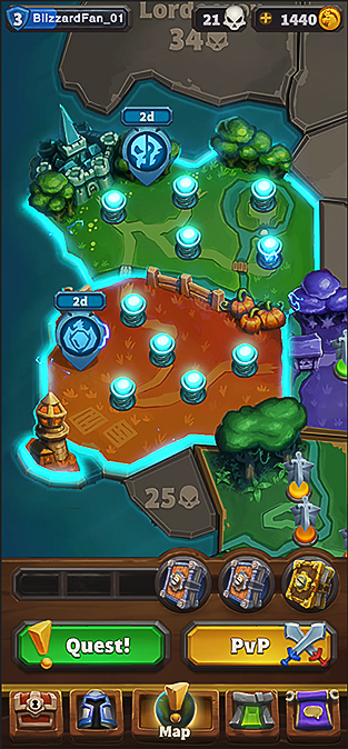 Interface utilisateur des zones lors de la Déferlante
