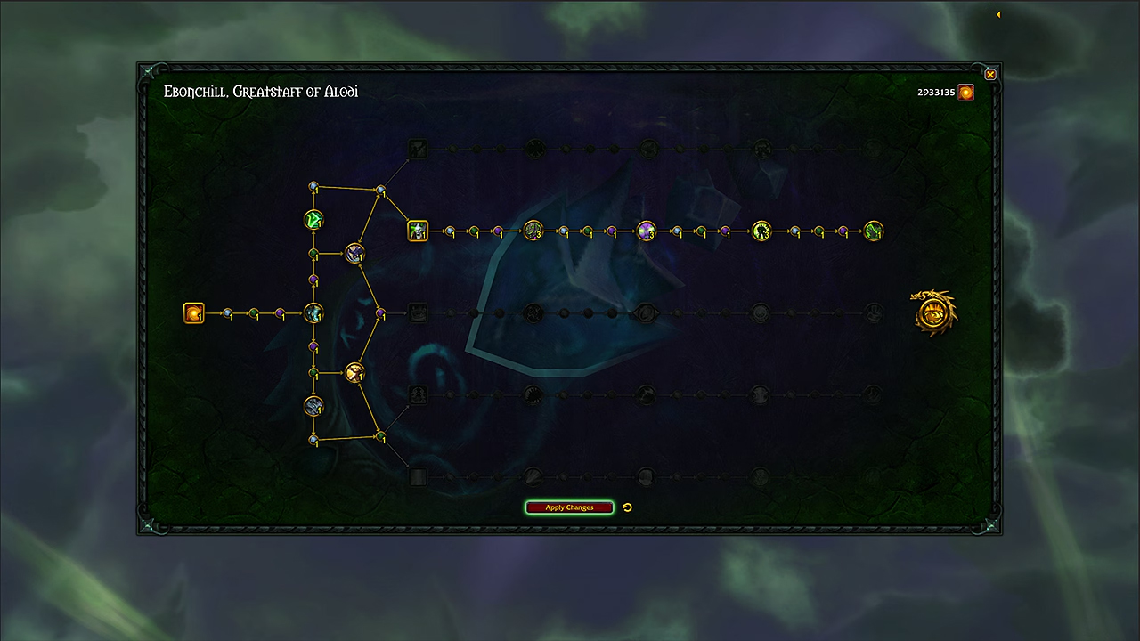 Arbre de traits de l'arme prodigieuse de Legion Remix commun à toutes les classes/spécialisations
