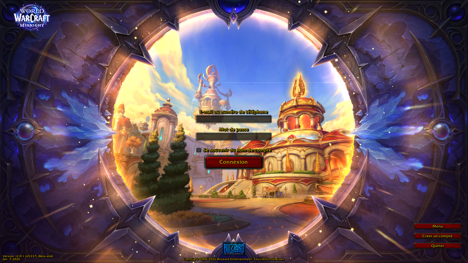 Midnight : Nouvel écran de connexion