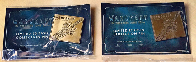 4 pins en édition limitée du film Warcraft