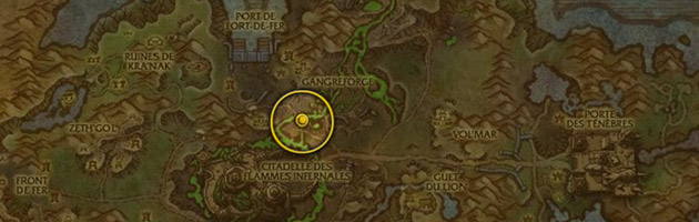 Vous pouvez trouver le Sang infâme de Draenor à l'ouest de la gangreforge